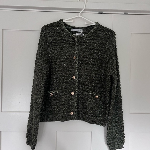 Mango Lurex chunky-knit cardigan green - Picture 6 of 8